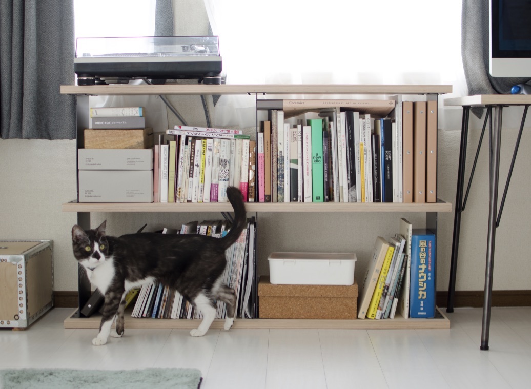 鉄の方立 H340サイズ PS-BK003-01-G141 この薄さなので、本がたくさん収納できます