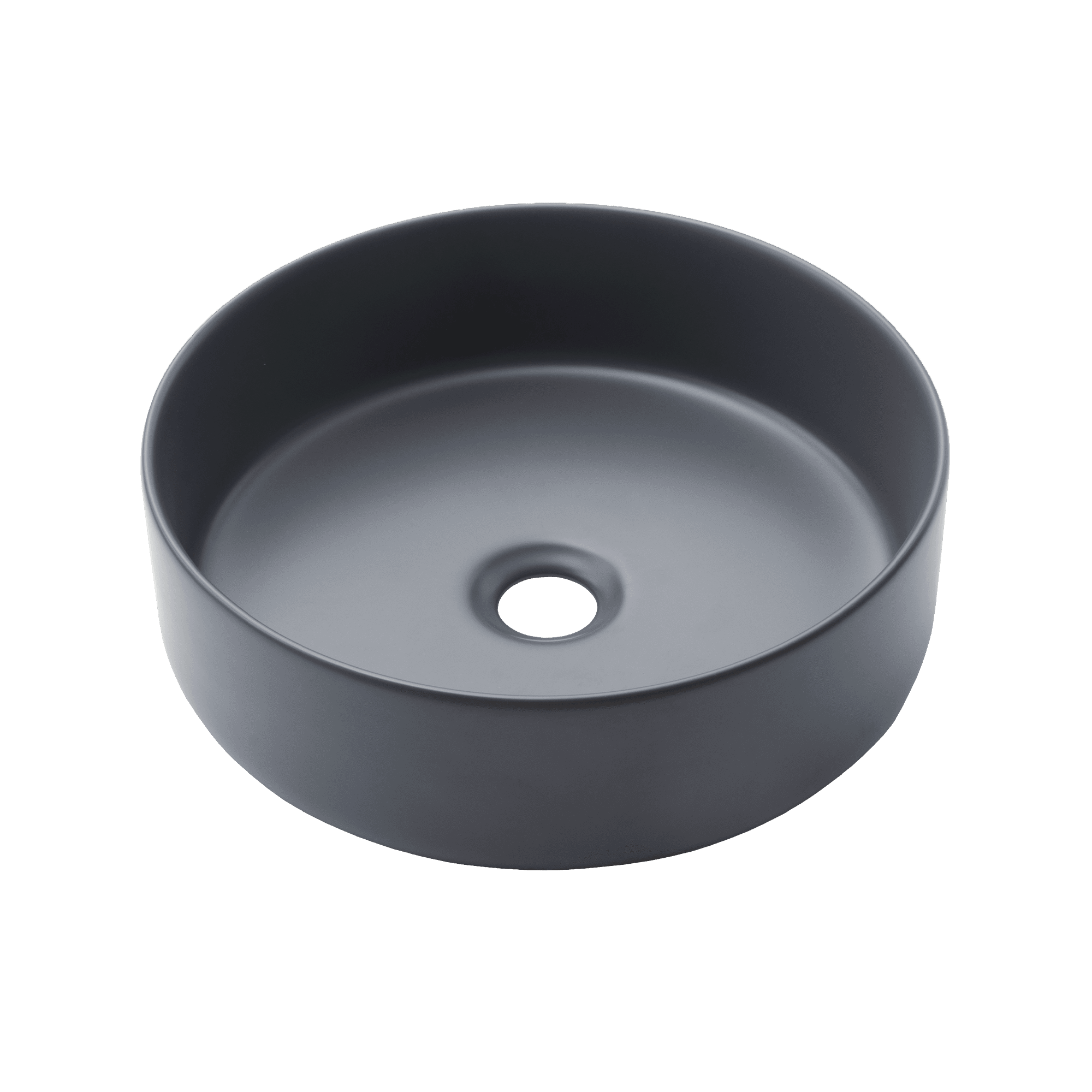 陶器の手洗い器丸350 アズールグレー