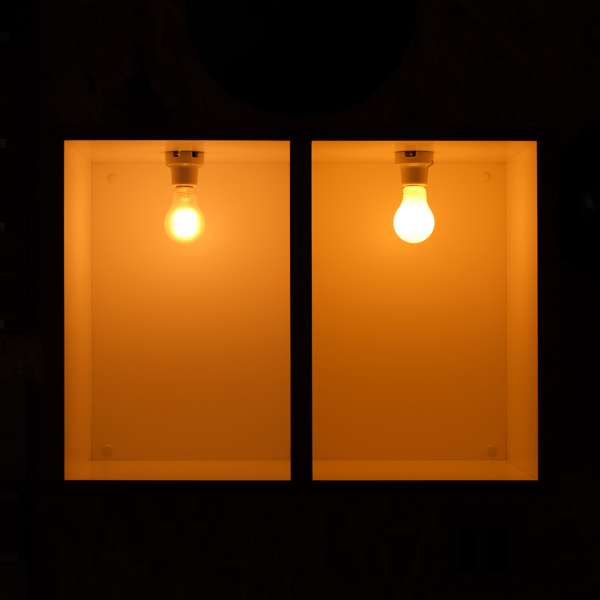 フロストLED電球 φ60(E26)35W相当 スノー 2200K電球色 LT-BB008-03-G141 【2200K】 左：アイス　右：スノー