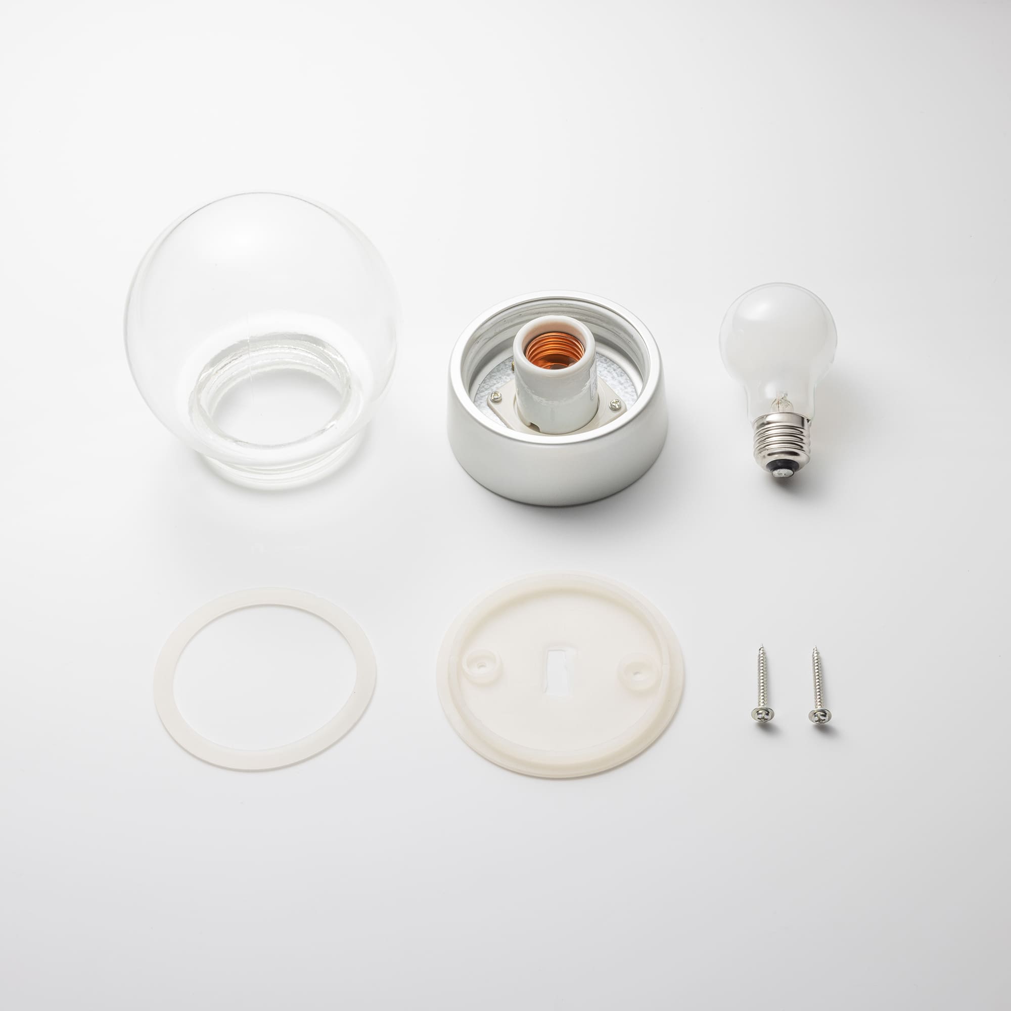 ボールライト クリア×シルバー（小） LT-BR012-13-G141 電球、ゴムパッキン、取付ネジが付属します