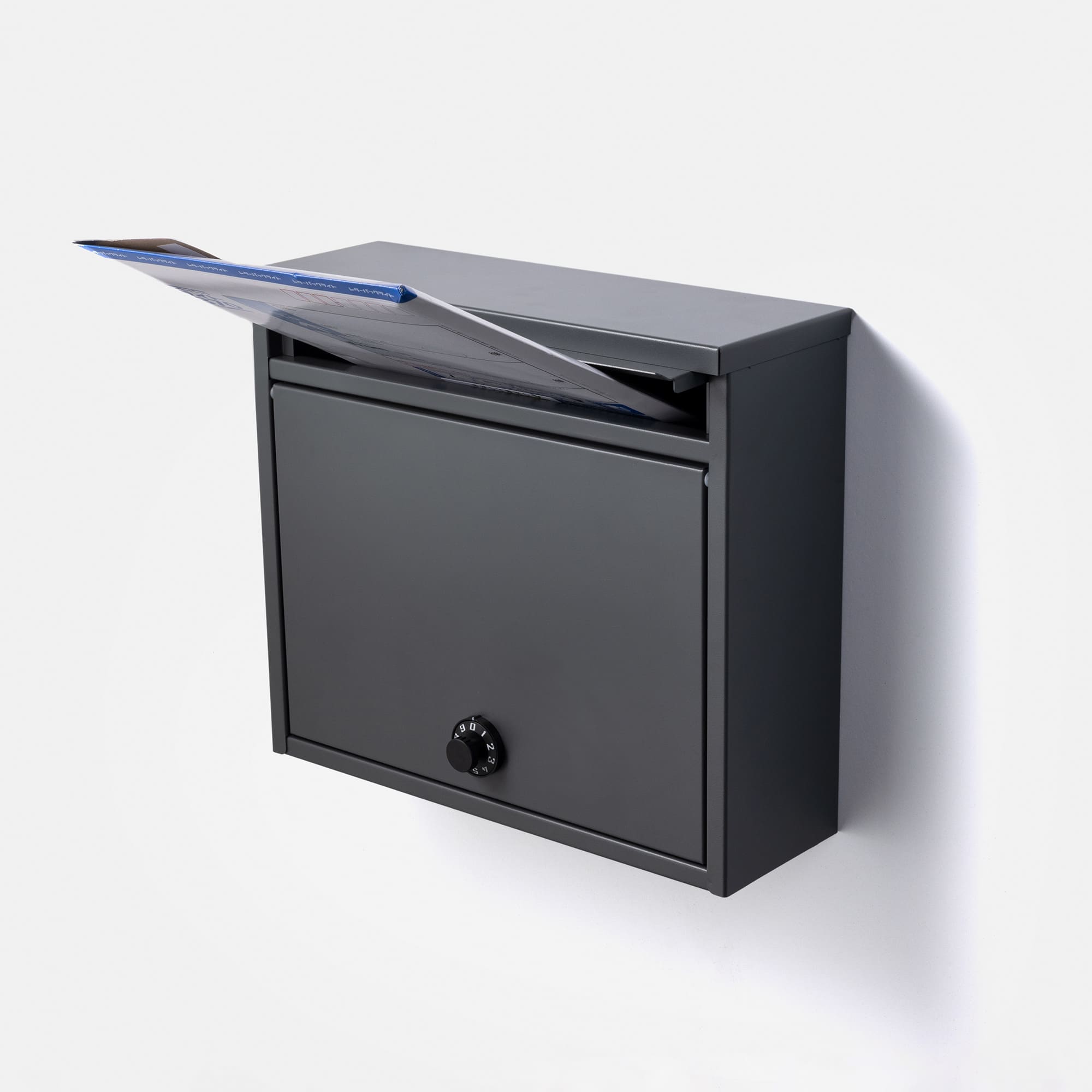 角型ダイヤルポスト ダークグレー ET-OT011-03-G141 厚みのある郵便ははみ出しますのでご了承ください