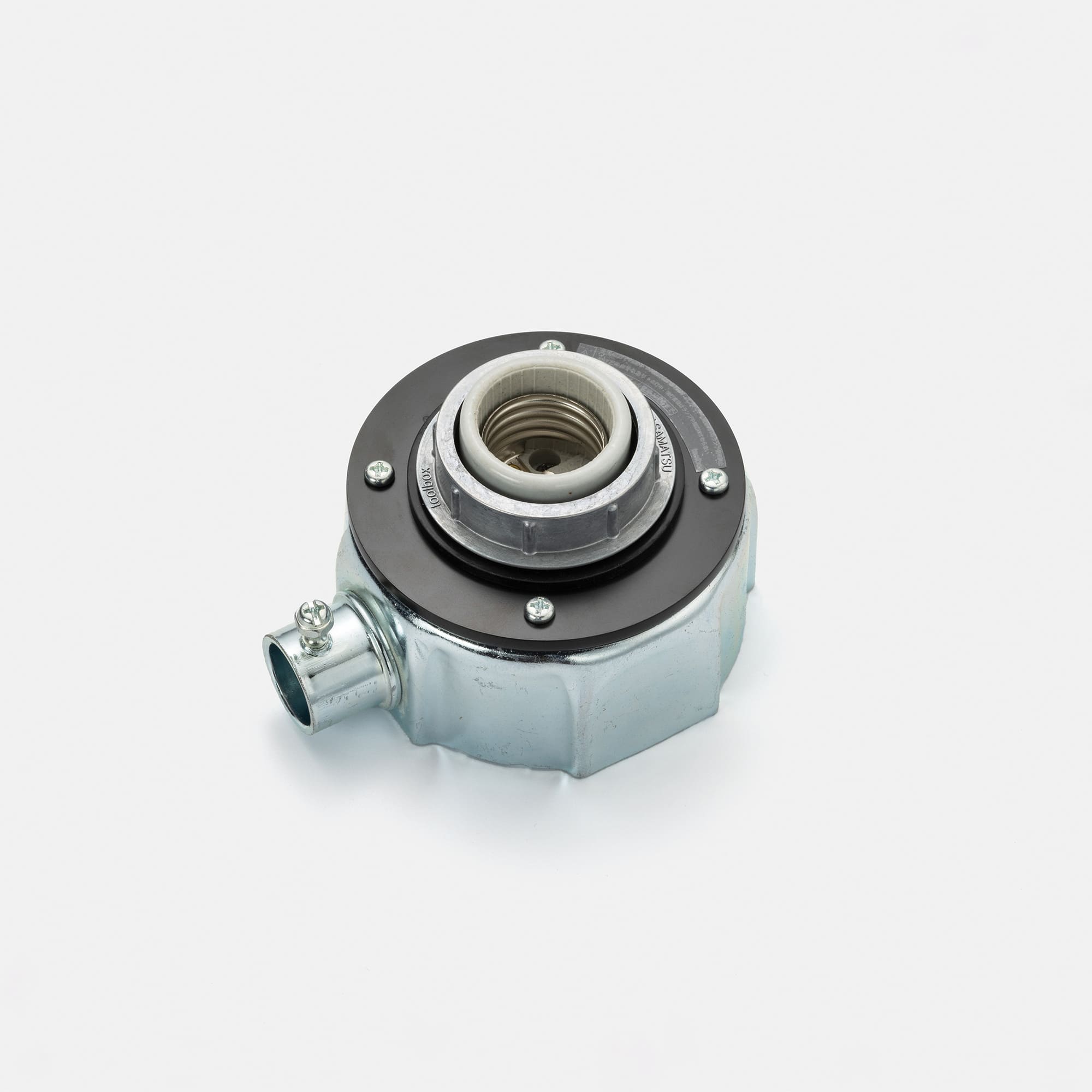 工業系レセップ フラットブラック LT-BR001-16-G141 丸型露出ボックスにサイズが合います