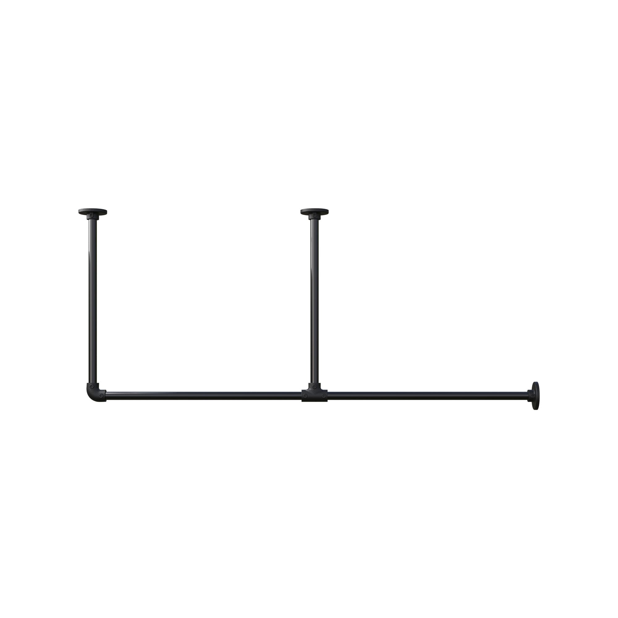 アイアンハンガーパイプ F型-天井吊セット H500 ブラック PS-HB008-73-G141