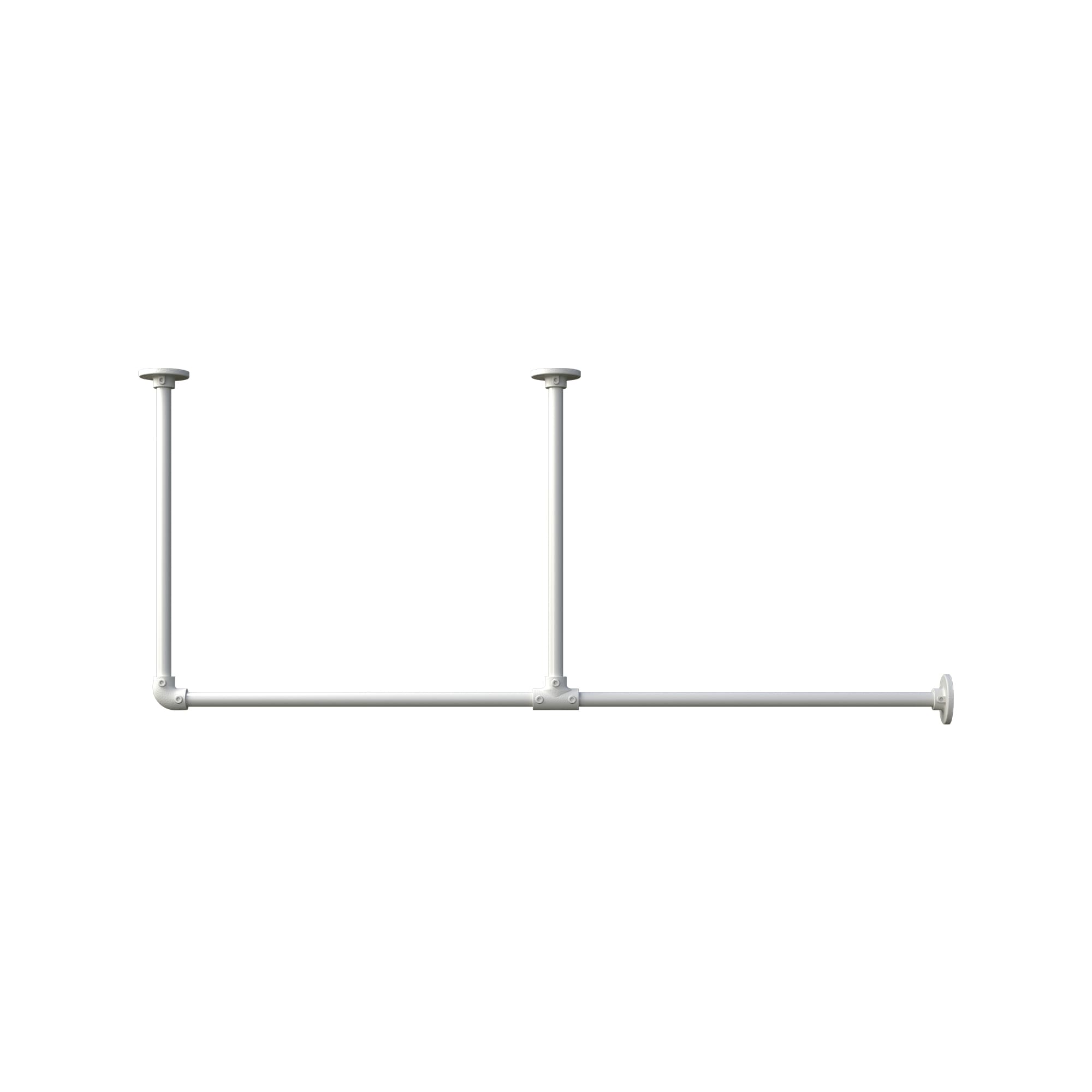 アイアンハンガーパイプ F型-天井吊セット H500 ホワイト PS-HB008-74-G141