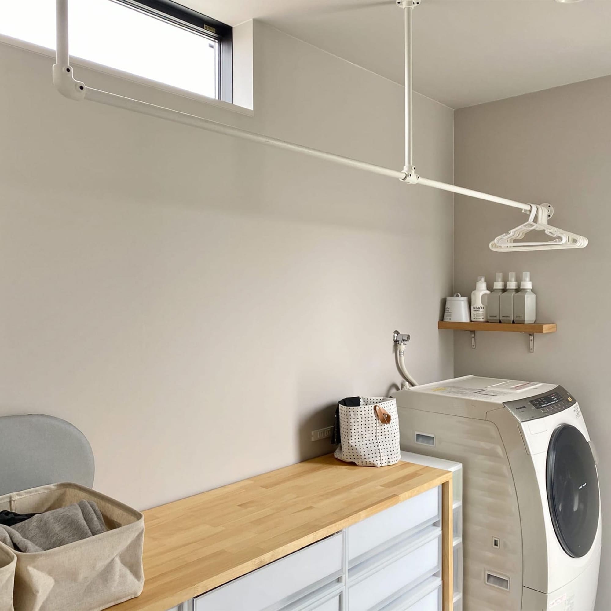 アイアンハンガーパイプ F型-天井吊セット H500 ホワイト PS-HB008-74-G141