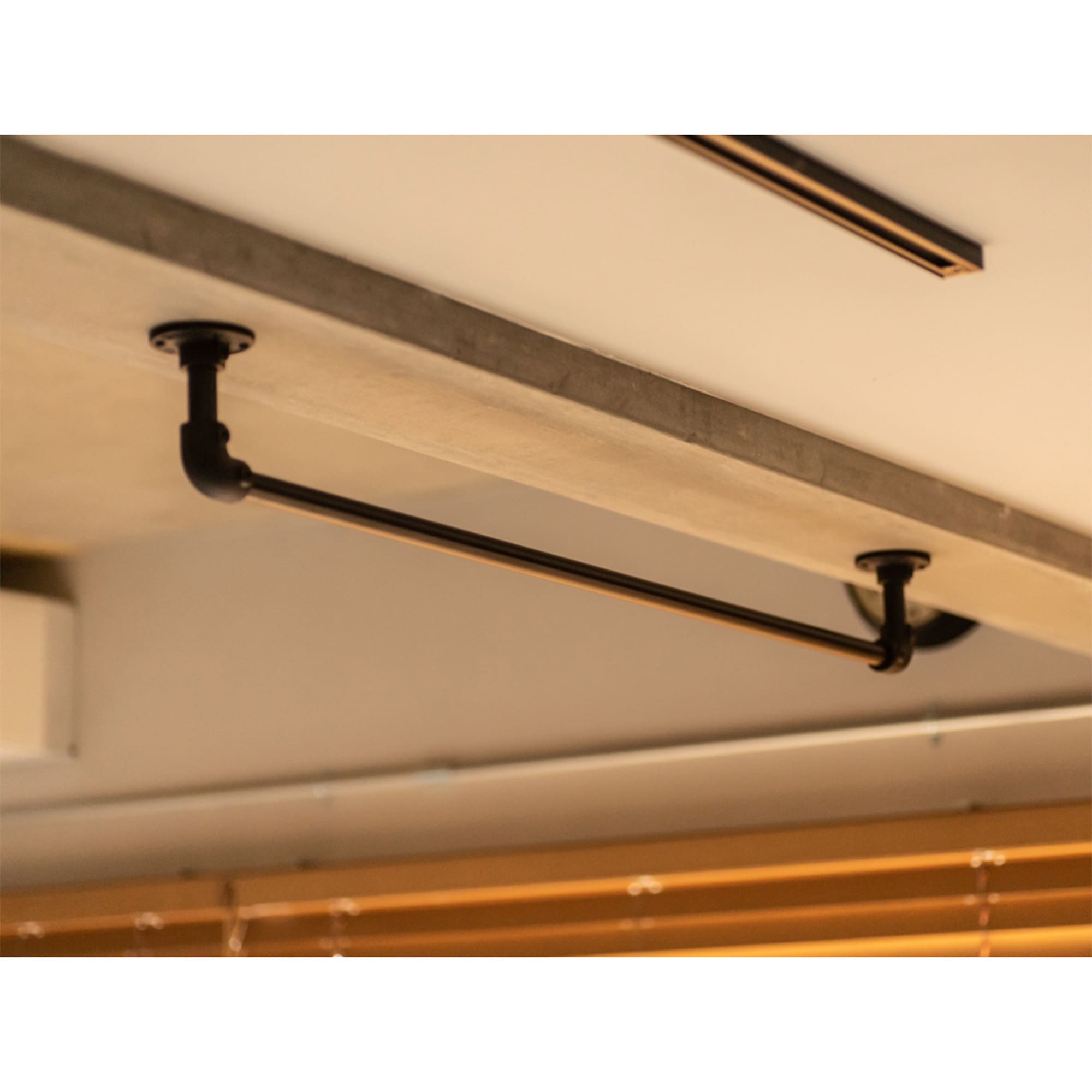 アイアンハンガーパイプ コの字型-棚下吊セット H100 ブラック PS-HB008-51-G141