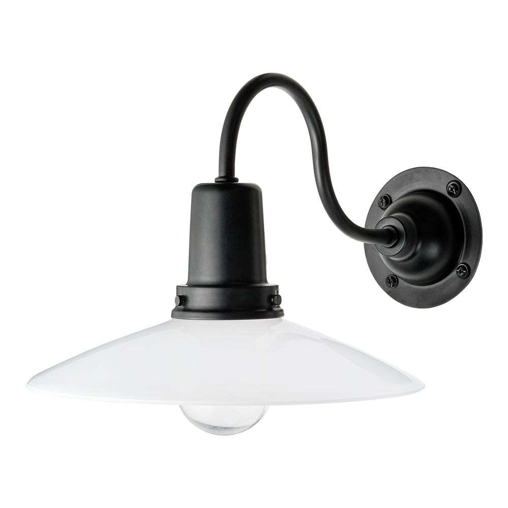 レトロブラケットライト水平アーム 乳白×ブラック