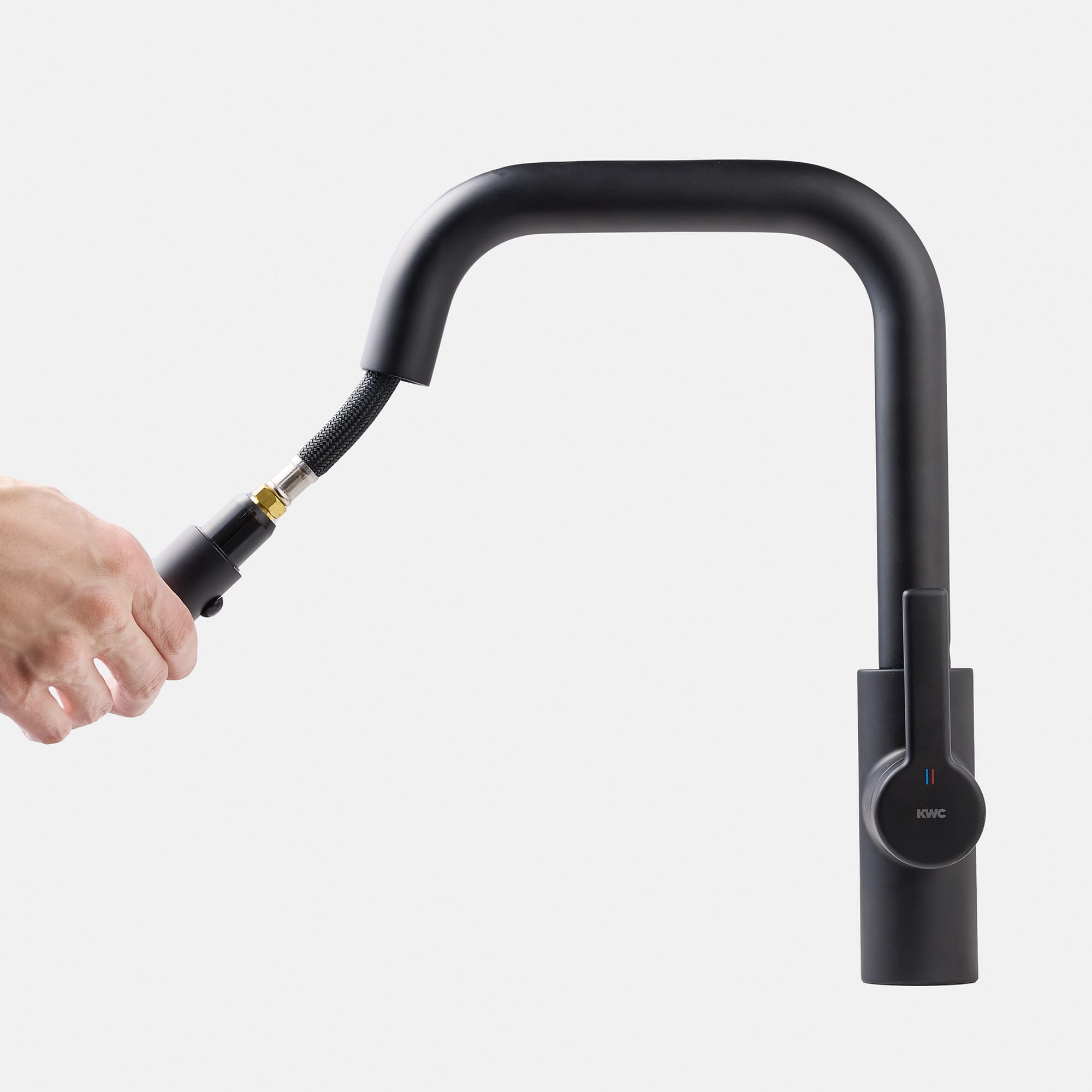 ベントネックホース水栓 ブラック KB-TP014-02-G141 引き出すホースはブラック