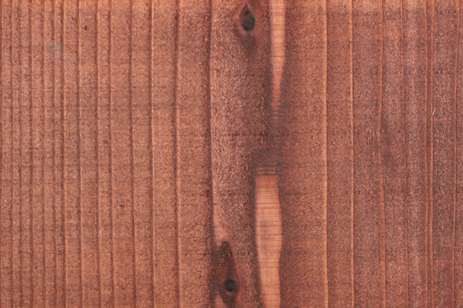 ワトコオイル チェリー 1L缶 PT-WP005-09-G141 杉材にチェリーを塗った様子